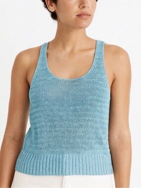Madewell Linen Sweater Tank in Dusty Aqua Blue - Size M